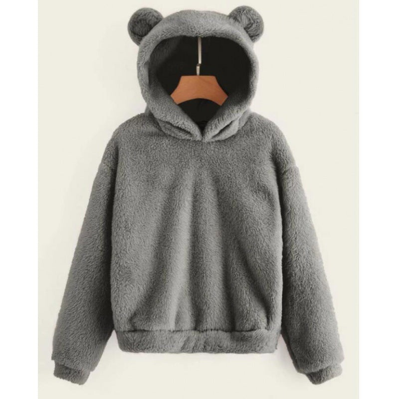 Women's Cozy Teddy Fleece Hoodie with Bear Ears and Oversized Fit Mune Fashion