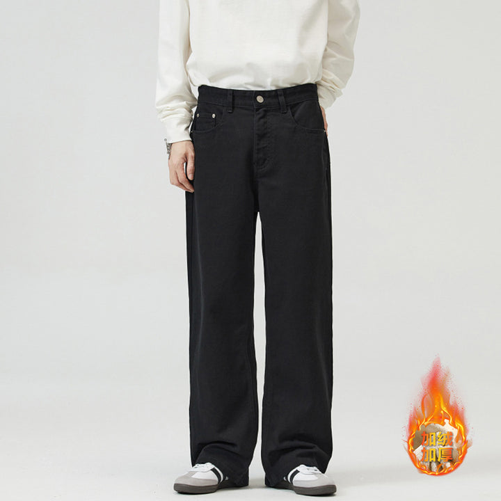 Men's Loose-Fitting Five-Pocket Denim Pants in Straight Palazzo Cut Mune Fashion