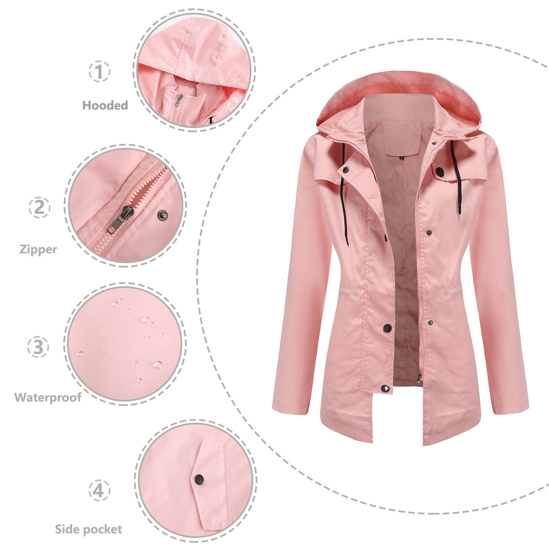 Women's lightweight waterproof parka with fitted cut, hood, and concealed zipper Mune Fashion