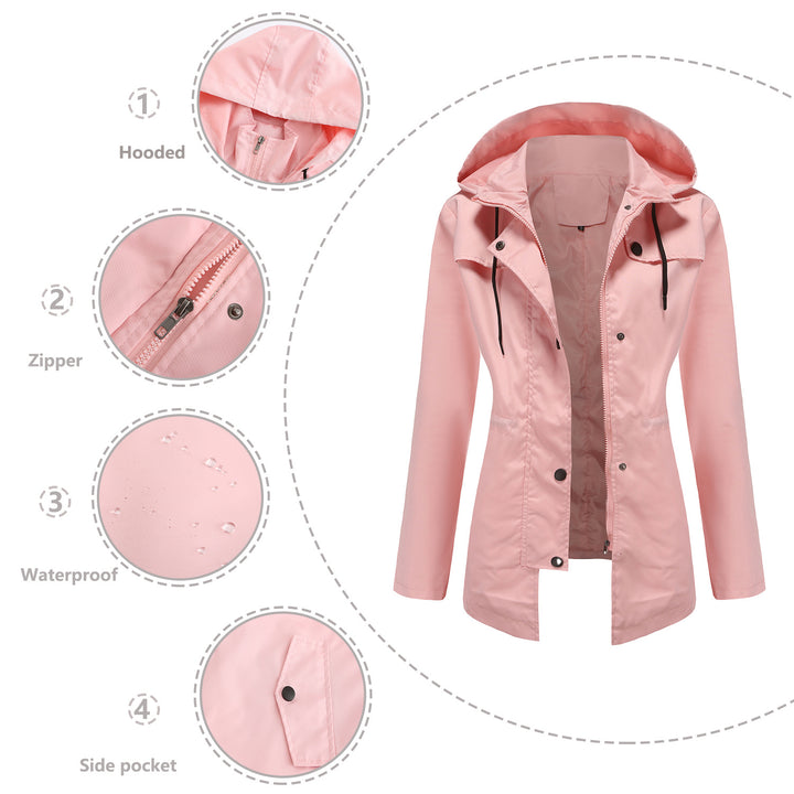 Women's lightweight waterproof parka with fitted cut, hood, and concealed zipper Mune Fashion