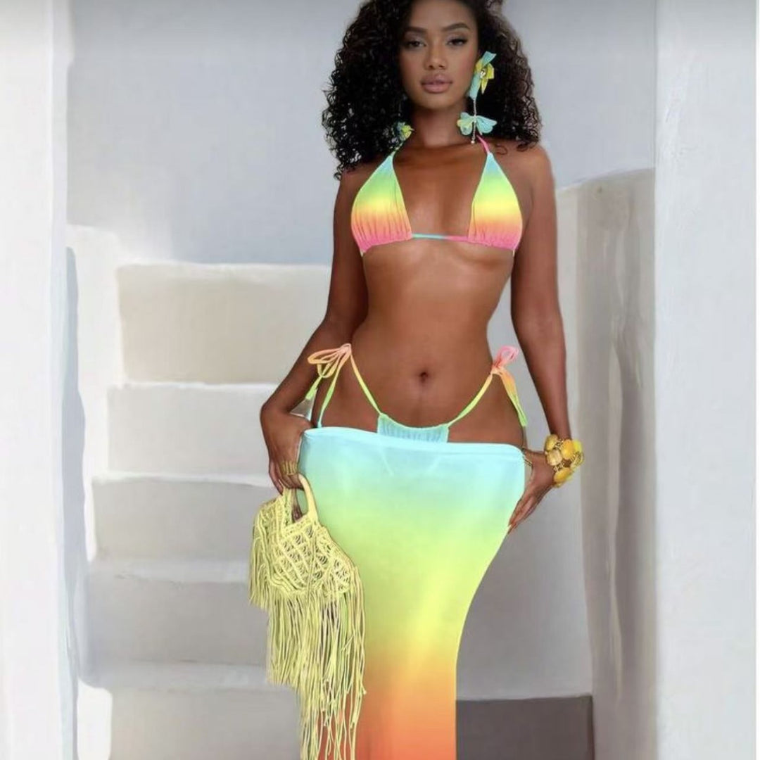 Women Maxi Beach Dress with Elegant Gradient Mune Fashion