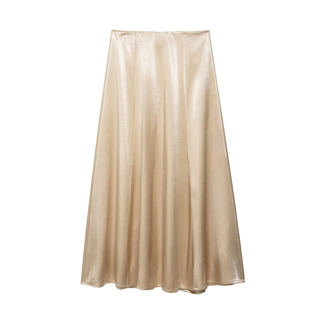 Women's Two-Piece Satin Set with Cape Top and Flowing A-Line Skirt Mune Fashion