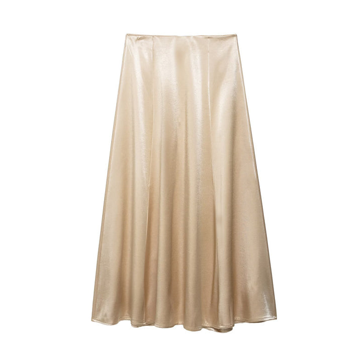Women's Two-Piece Satin Set with Cape Top and Flowing A-Line Skirt Mune Fashion