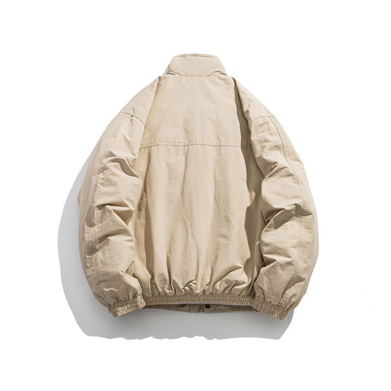 Men's Boxy Utility Bomber Jacket with Stand-Up Collar and Flap Pockets Mune Fashion
