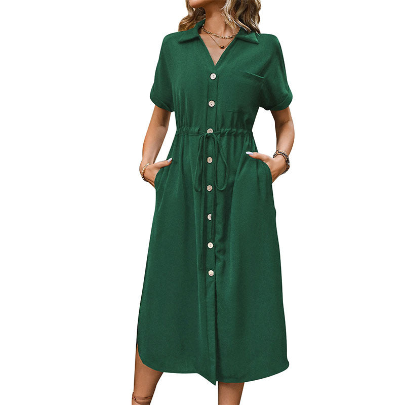 Women Long Sleeve Shirt Dress with Waist Belt Mune Fashion