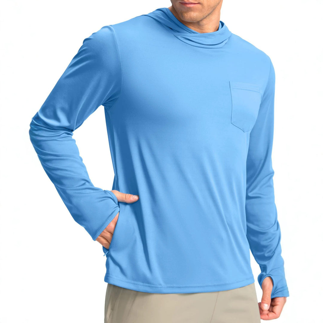 Men's functional shirt with hood and pockets