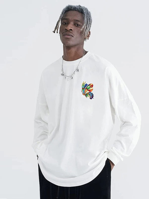 Men's Casual Oversized Sweatshirt with Colorful Butterfly Print Mune Fashion