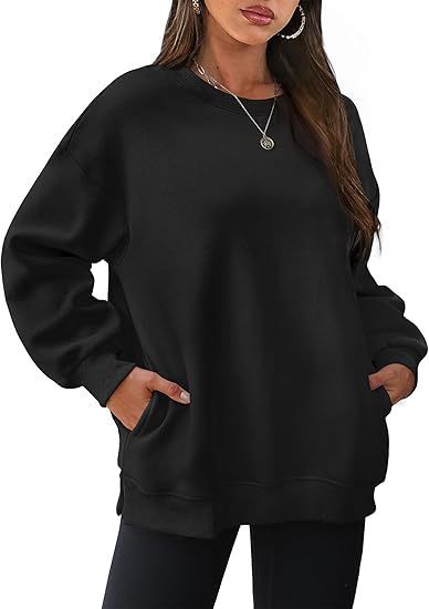 Women’s casual oversized sweatshirt with side pockets, ribbed hem, and dropped shoulder Mune Fashion