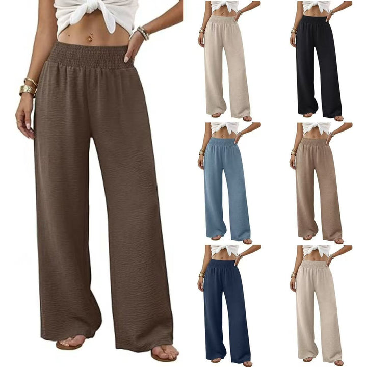 Women's wide palazzo pants with gathered stretch waistband Mune Fashion