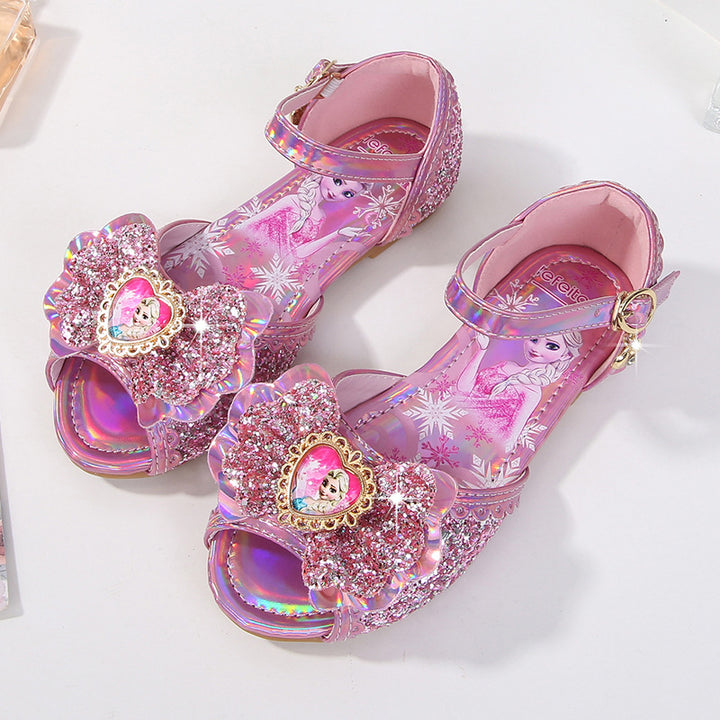 Girls Glittering Sandals with Unique Floral Design Mune Fashion