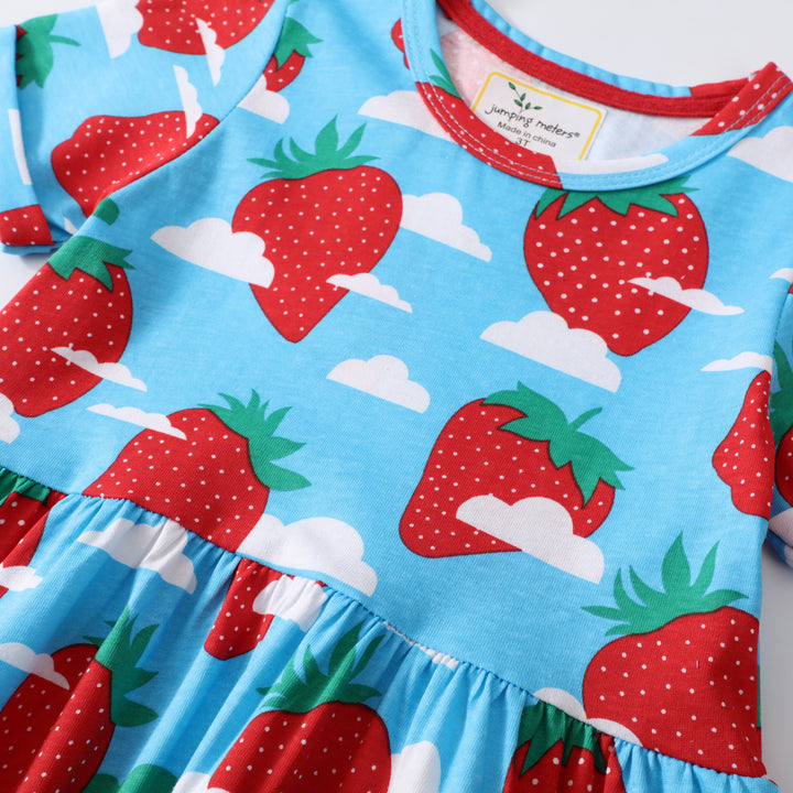 Girl's summer dress with cheerful strawberry print Mune Fashion