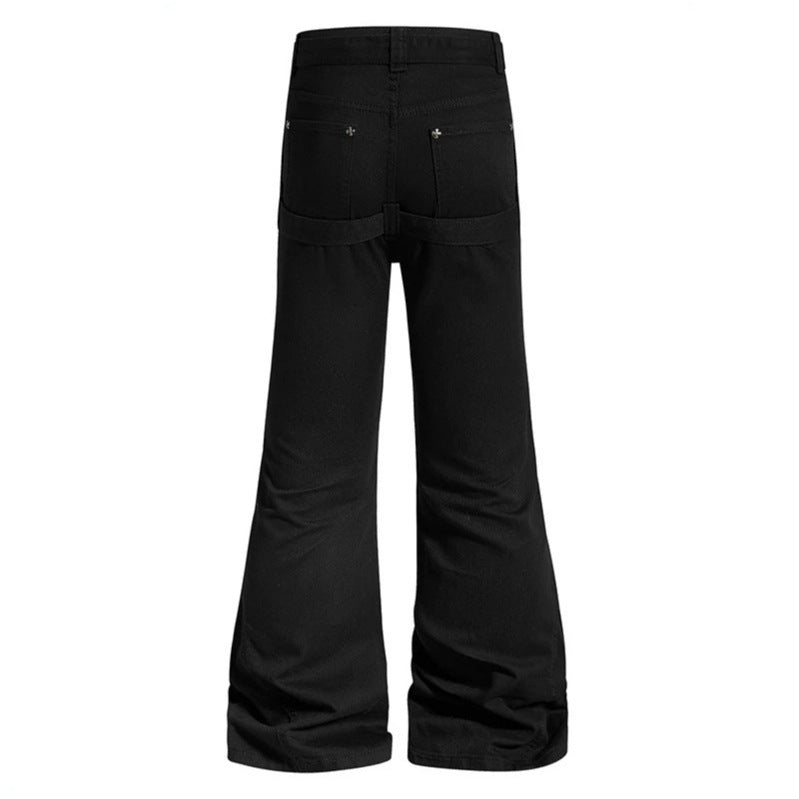 Women's High-Waist Flared Cargo Pants with Wide Leg, Double Belt and Metal Eyelets Mune Fashion