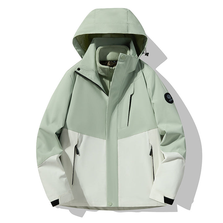 Men's three-layer breathable softshell trekking jacket with integrated fleece collar and adjustable hood Mune Fashion