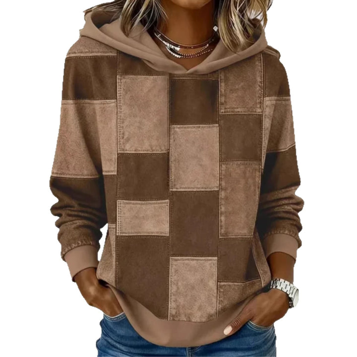 Women's Fashion Hoodie with Patchwork Design