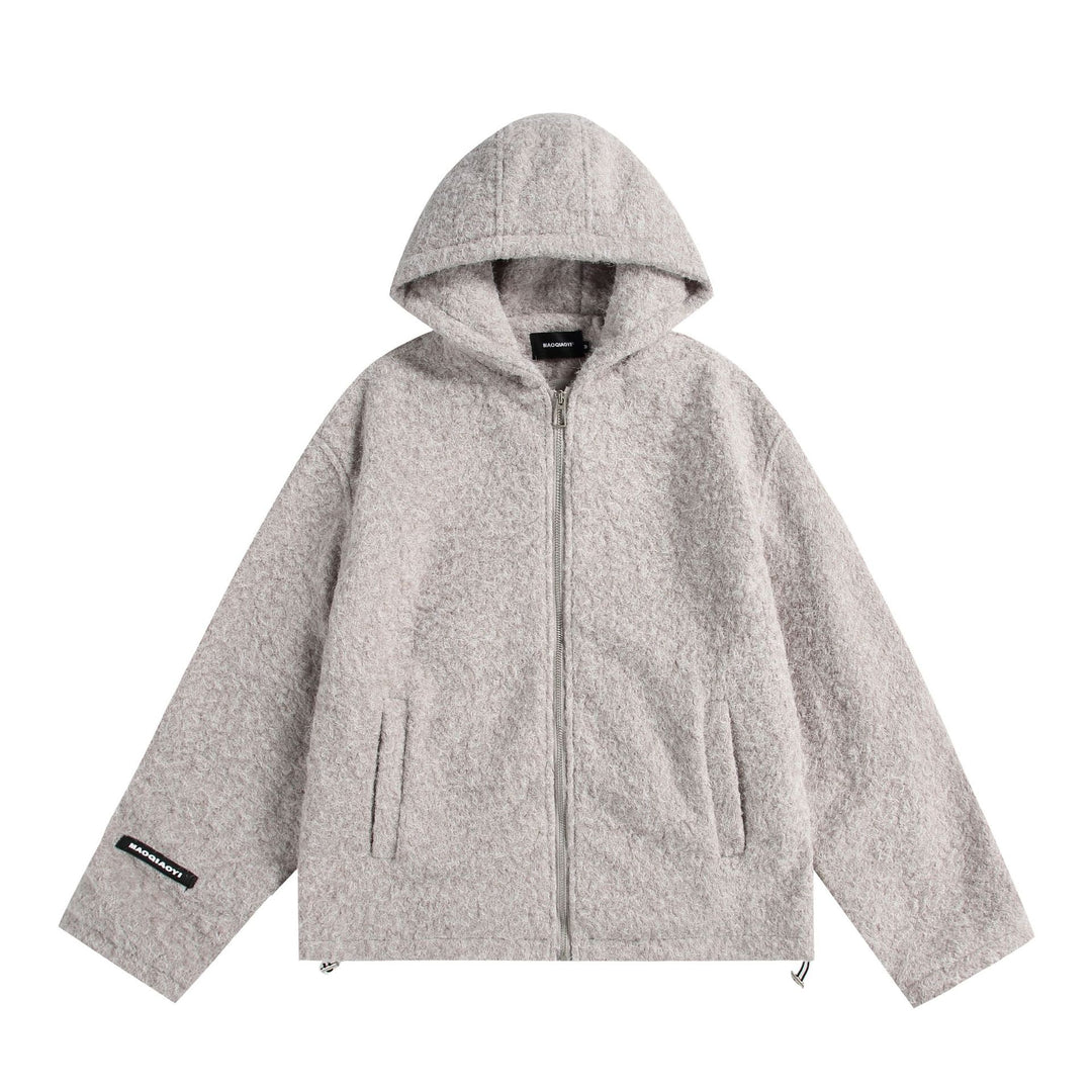 Women's hooded blouse made of wool blend with voluminous structure and zipper Mune Fashion