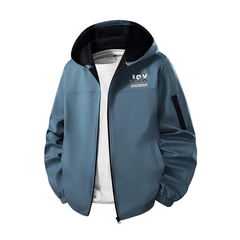 Men's sporty windbreaker jacket with hood Mune Fashion