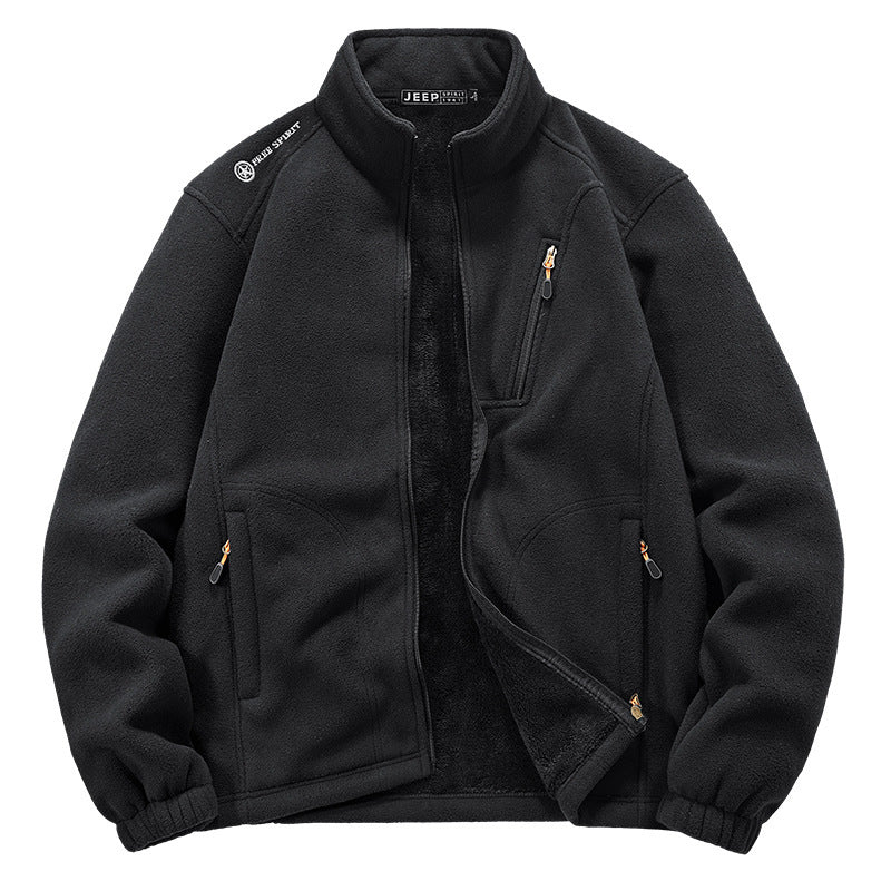 Men's thermal fleece jacket with Sherpa lining, stand-up collar and zippered pockets Mune Fashion