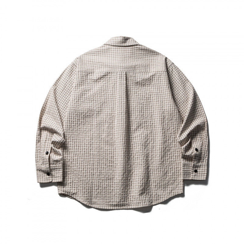 Men's Boxy Overshirt made of lightweight cotton blend with fine check pattern and chest flap pockets Mune Fashion