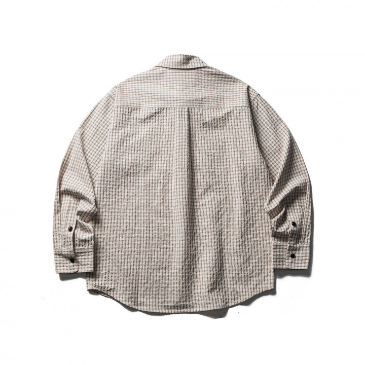 Men's Boxy Overshirt made of lightweight cotton blend with fine check pattern and chest flap pockets Mune Fashion
