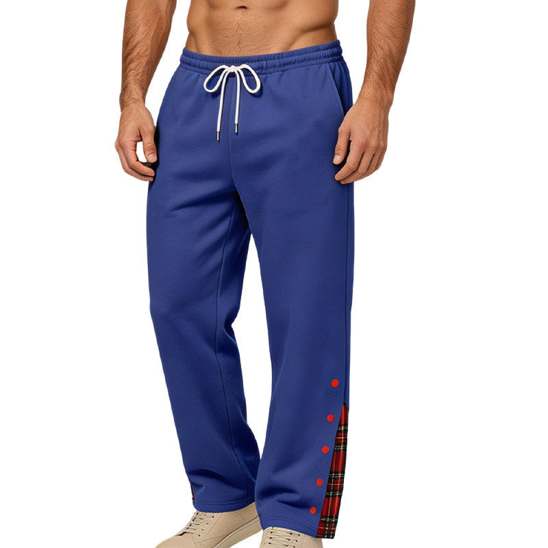 Men's wide jogging pants with check trim and snap button detail Mune Fashion