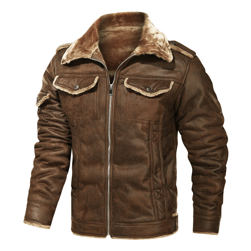 Men's Padded Pilot Jacket made of Faux Leather with Teddy Lining and Zipper Mune Fashion