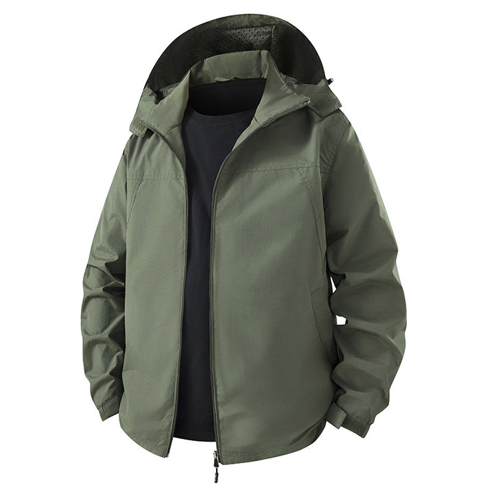Men's Lightweight Water-Repellent Hooded Shell Jacket with Breathable Mesh Lining and Adjustable Hem Mune Fashion