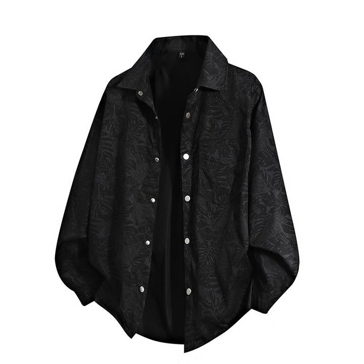 Men's Lightweight Overshirt Jacket with Botanical Allover Print, Snap Button Front & Chest Pocket Mune Fashion