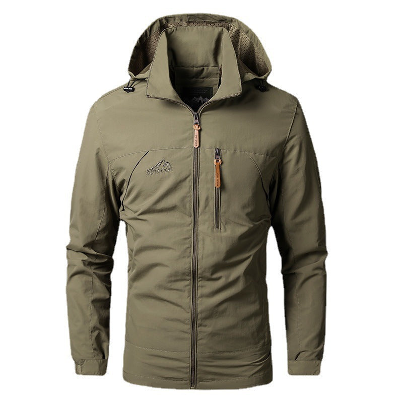 Men's lightweight water-repellent softshell jacket with hood and safety zipper Mune Fashion