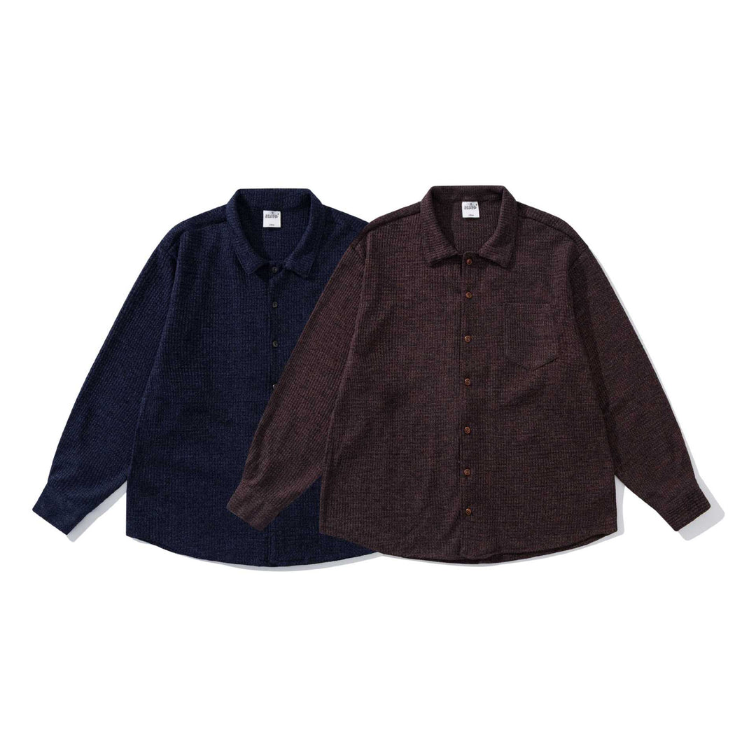 Unisex structured knit shirt jacket with Kent collar and applied chest pocket Mune Fashion