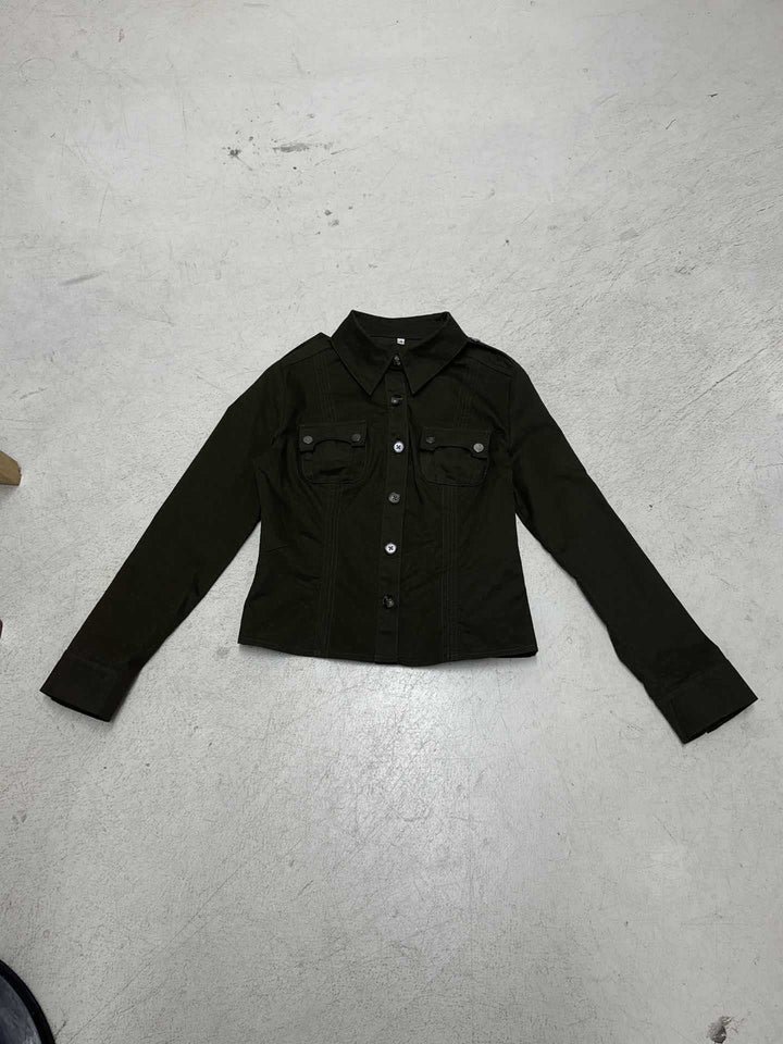 Women's tailored shirt jacket with chest pockets and distinctive seam design Mune Fashion