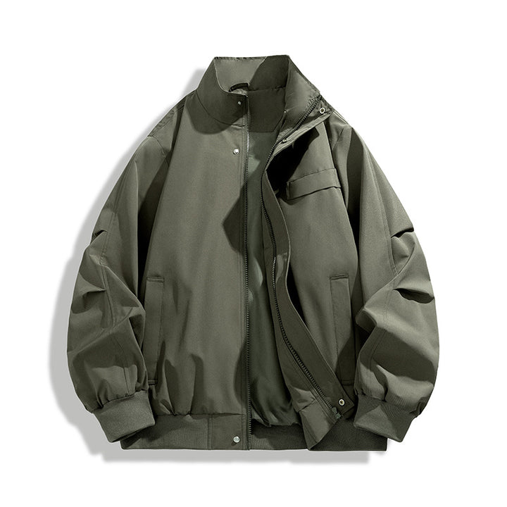 [Men's Oversize Utility Bomber Jacket with High Collar and Ribbed Cuffs Mune Fashion]