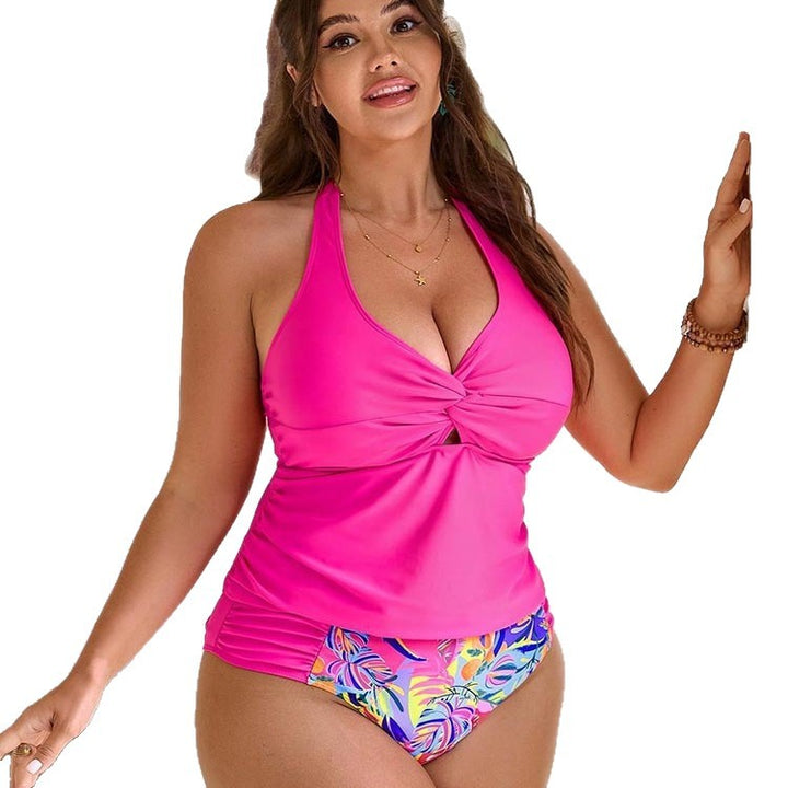 Women's High-Quality Tankini with Floral Design and Sophisticated Wrap Top Mune Fashion