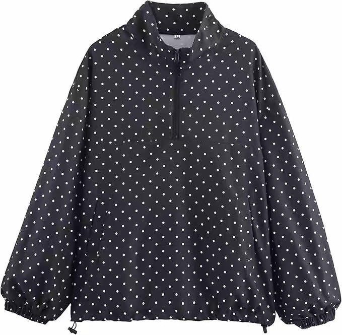 Women's Oversize Rain Anorak with Half Zip, Kangaroo Pocket and Drawstring Hem Mune Fashion