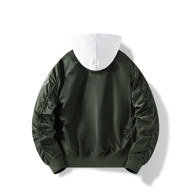 Men's nylon bomber jacket with integrated sweat hood and sleeve utility pocket Mune Fashion