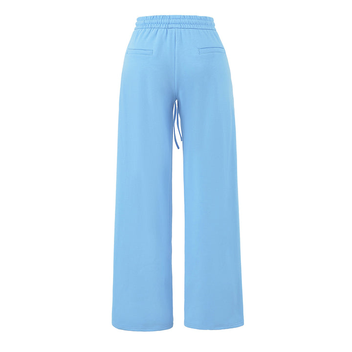 Women's Wide Lounge Pants with High Elastic Waistband and Drawstring Mune Fashion