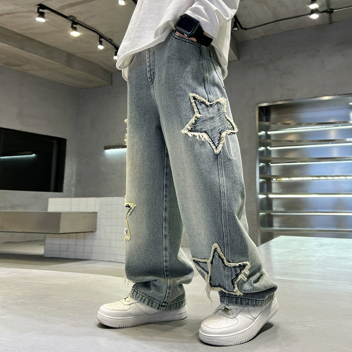 Unisex Baggy Jeans with Star Appliqué Mune Fashion