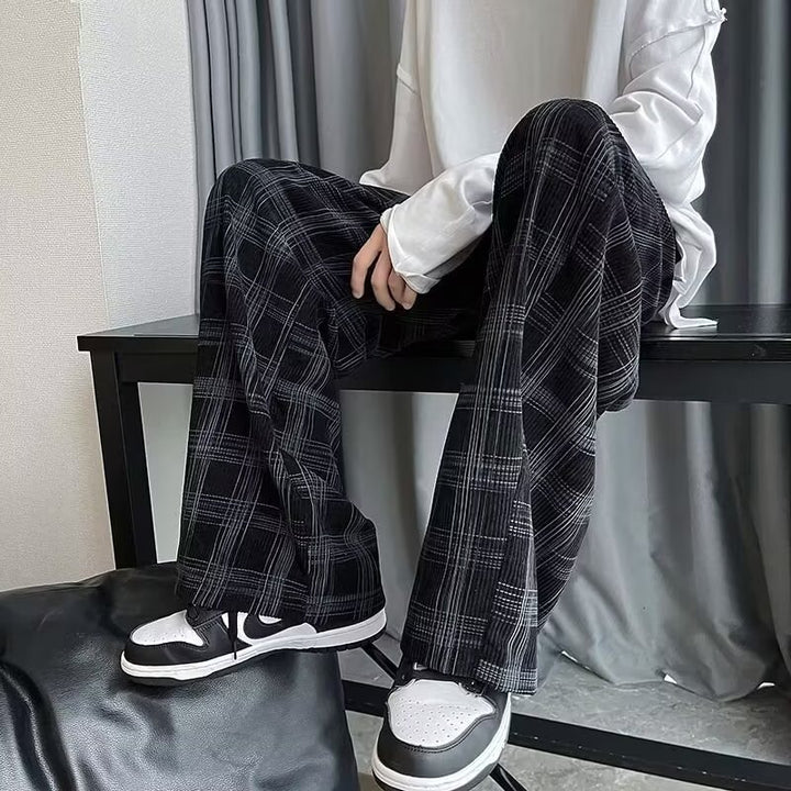 Women Loose Fit Checked Pants Mune Fashion