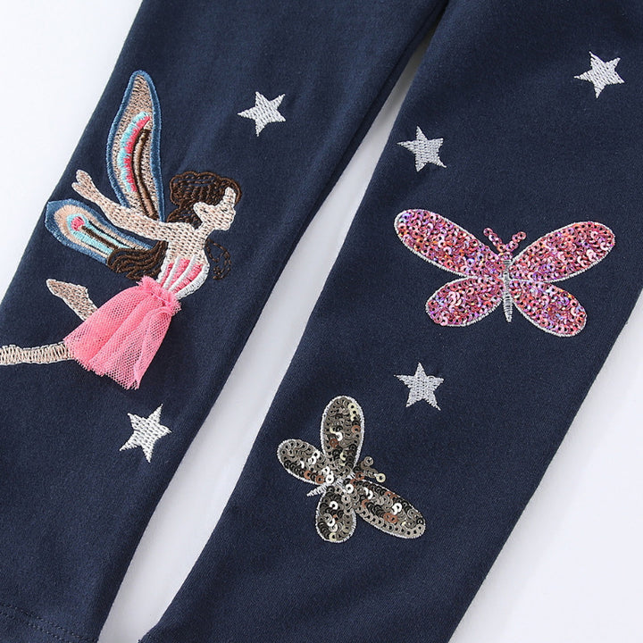 Girl leggings with sparkling fairy and butterfly appliqués Mune Fashion