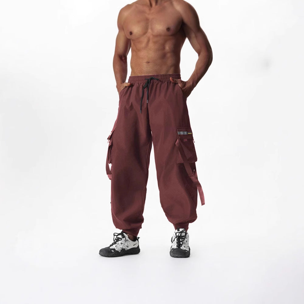 Men's Utility Cargo Jogging Pants with Drawstring, Leg Straps & Multiple Pockets Mune Fashion