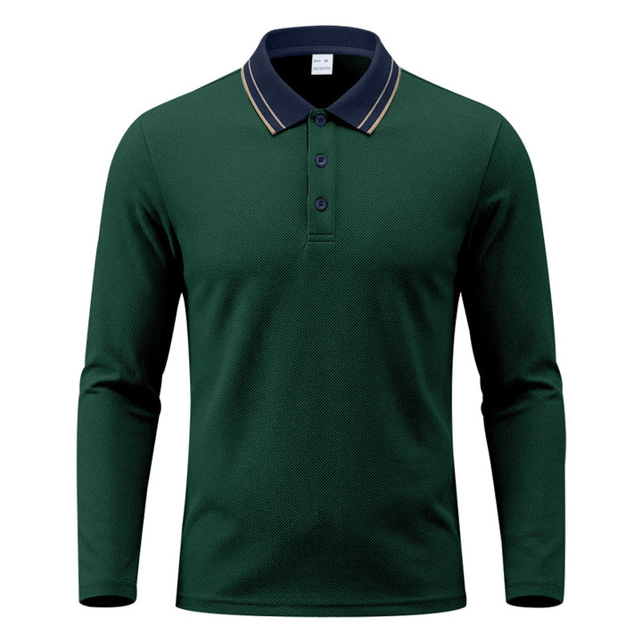 Men's Long Sleeve Polo in fine pique structure with contrasting college collar Mune Fashion