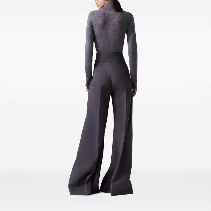 Women High-Waist ultra-wide Palazzo pants with crease and hem Mune Fashion