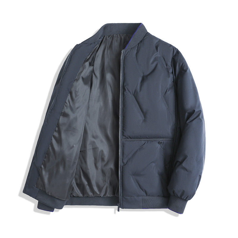 Men's Minimalist Thermal Bomber Jacket with Smooth Lining and Concealed Zipper Placket Mune Fashion