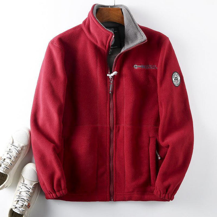 Men's fleece jacket with warming teddy fleece lining, high stand-up collar and zipper Mune Fashion