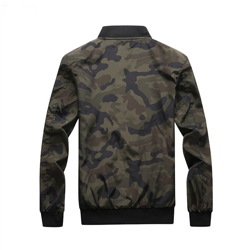 Men's Camouflage Bomber Jacket with Arm Pocket, Elastic Cuffs, and Lightweight Windbreaker Quality Mune Fashion