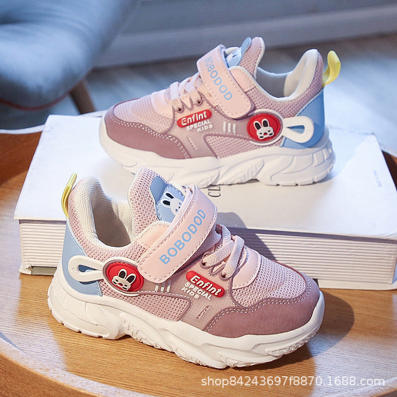 Women's Sporty Children's Sneakers with Adjustable Velcro Closure and Cute Animal Design Mune Fashion