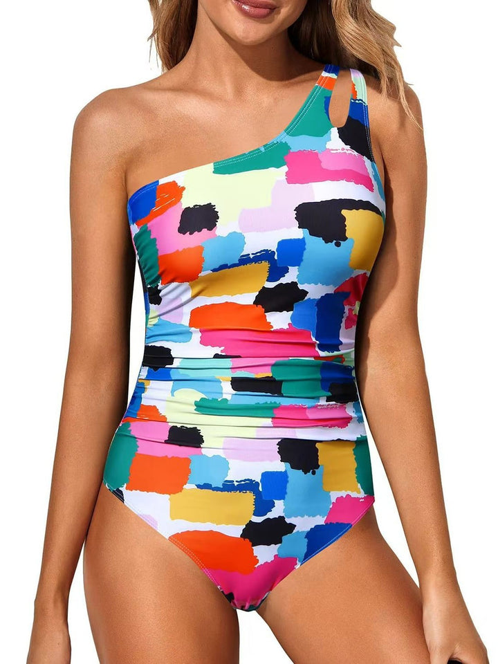 Women One-Sided Swimsuit with Leopard Print Mune Fashion
