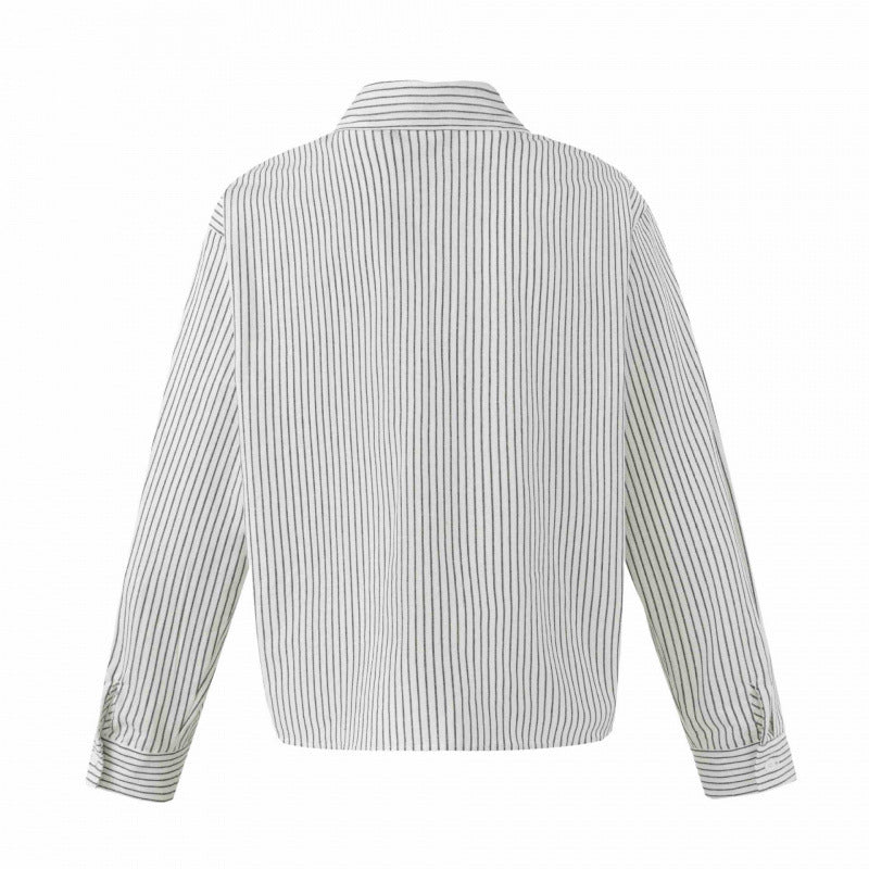 Unisex Oversize Pinstripe Shirt with Boxy Silhouette and Shirt Collar Mune Fashion