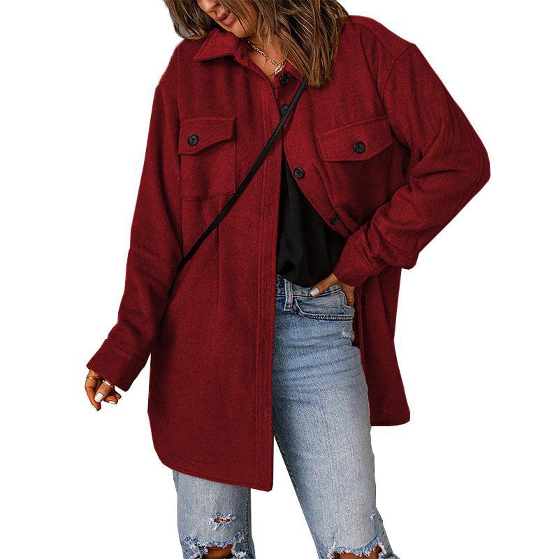 Ladies Oversize Shirt Jacket with Breast Flaps and Long Cut Mune Fashion