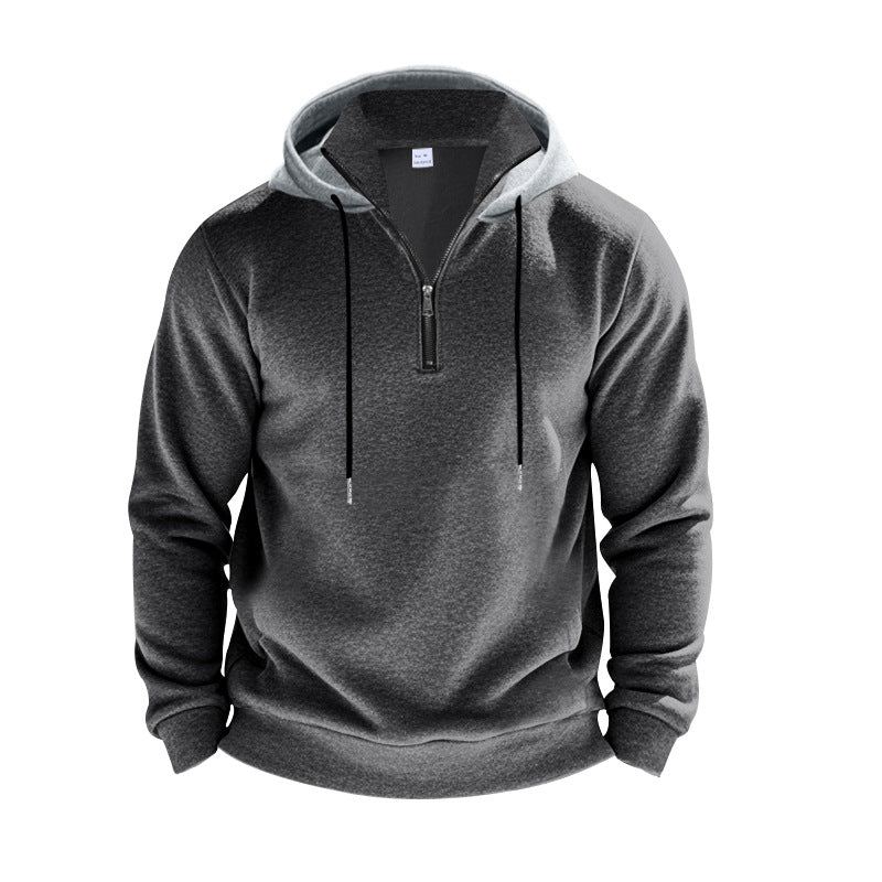 Men's hoodie with short zipper, double-layer hood and drawstring Mune Fashion