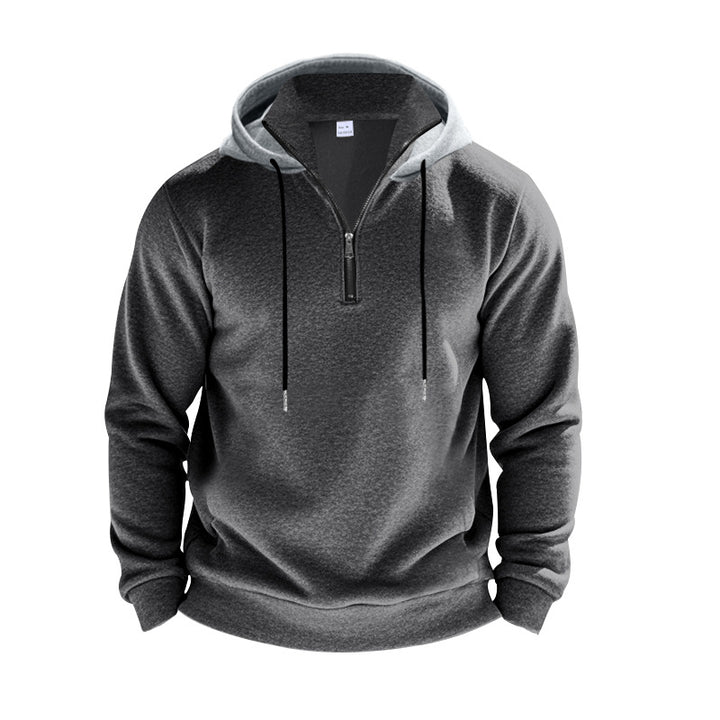 Men's hoodie with short zipper, double-layer hood and drawstring Mune Fashion
